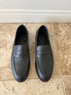 Meermin Navy Blue Soft Leather Penny Loafers